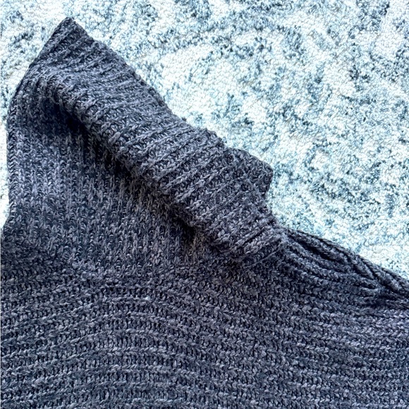 Oversized Charcoal Cowlneck/Turtleneck Chunky Knit Sweater - Picture 1 of 3